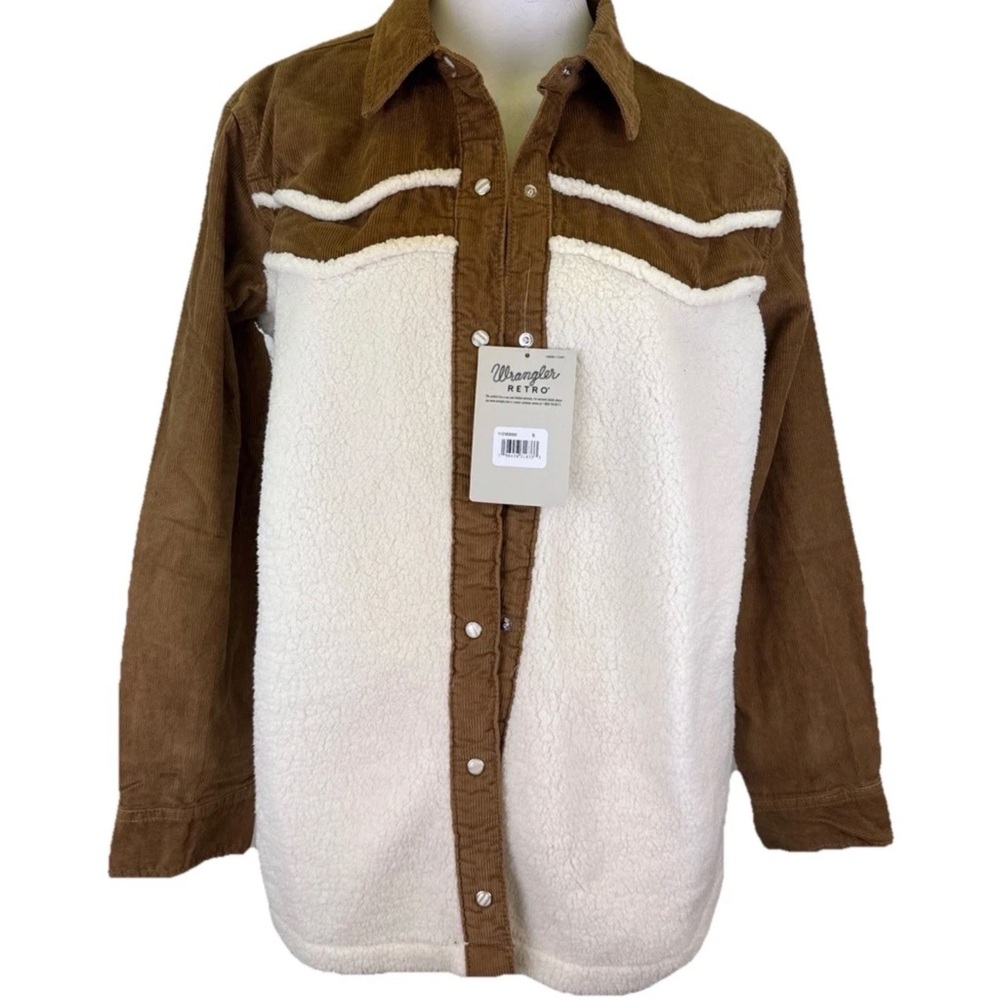 Wrangler Retro Sherpa Jacket in Brown and Cream